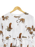 CHEETAH WAIST TIE BLOUSE BT946