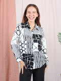 BLACK WHITE PATTERN BLOUSE CT128
