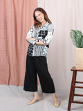 BLACK WHITE PATTERN BLOUSE CT128