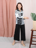 BLACK WHITE PATTERN BLOUSE CT128