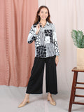 BLACK WHITE PATTERN BLOUSE CT128