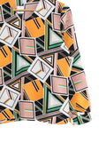 FRET PATTERN V-NECK BLOUSE BT817